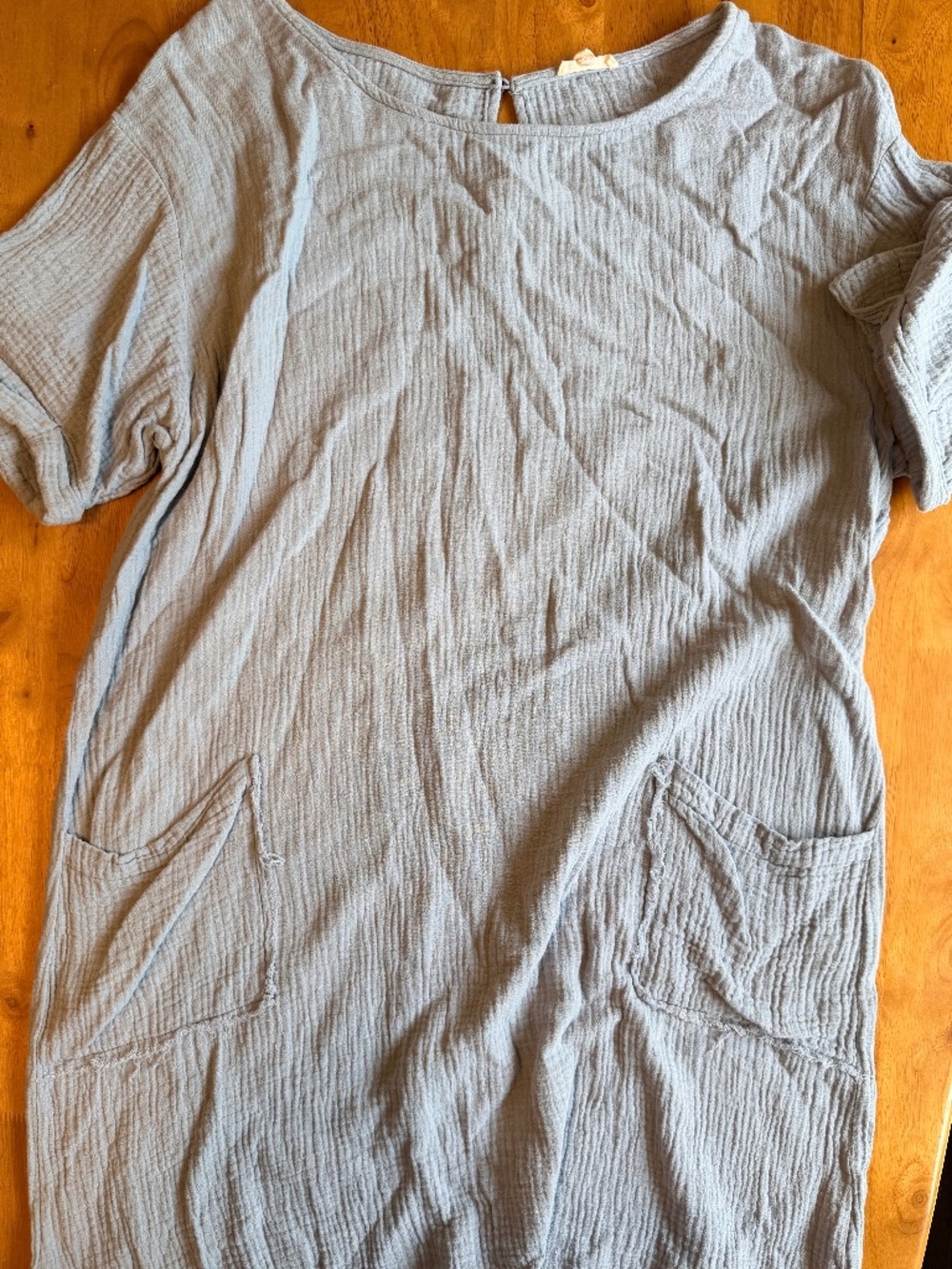 Jodifl light blue shift dress crafted from a breathable double gauze cotton fabr
